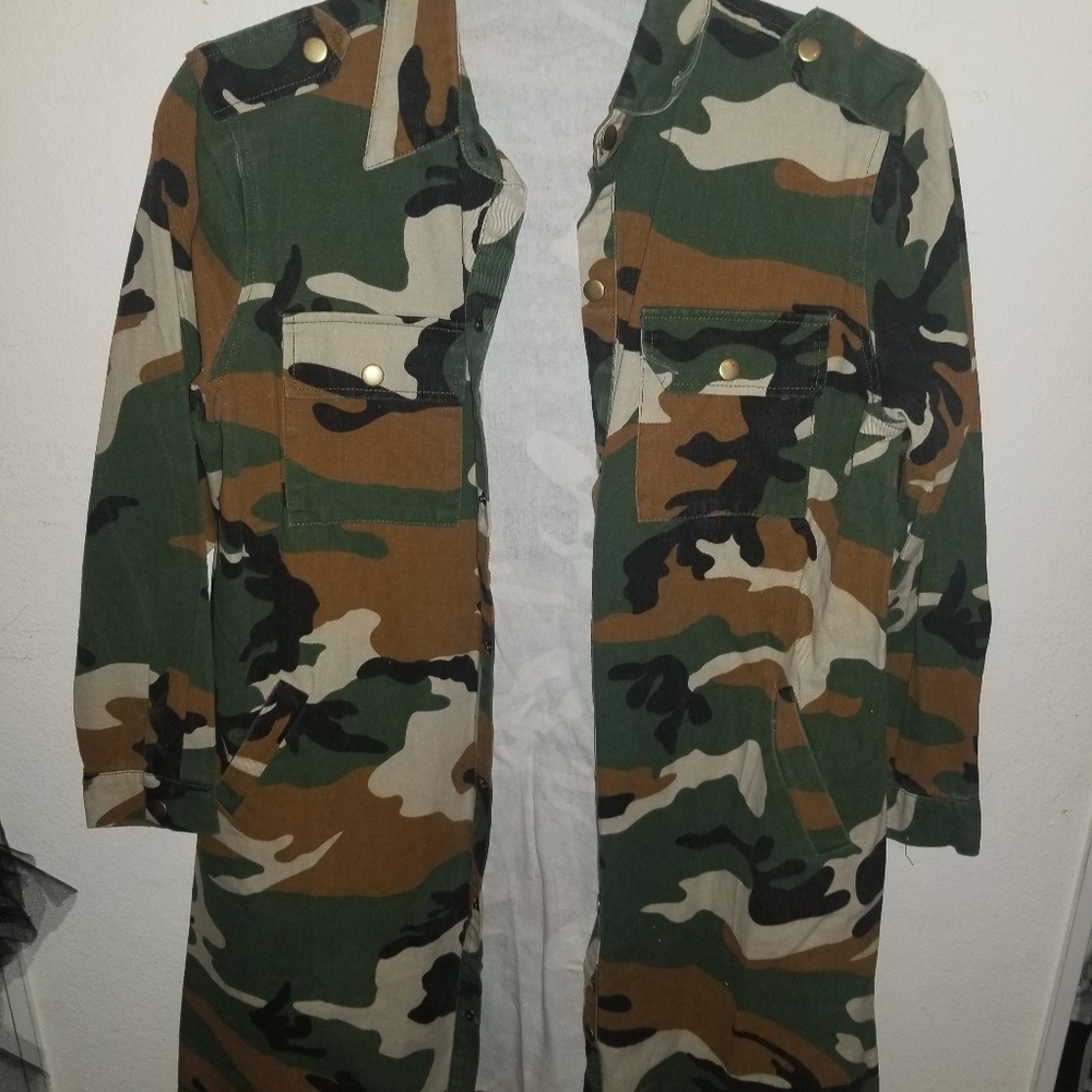 Camo long duster jacket